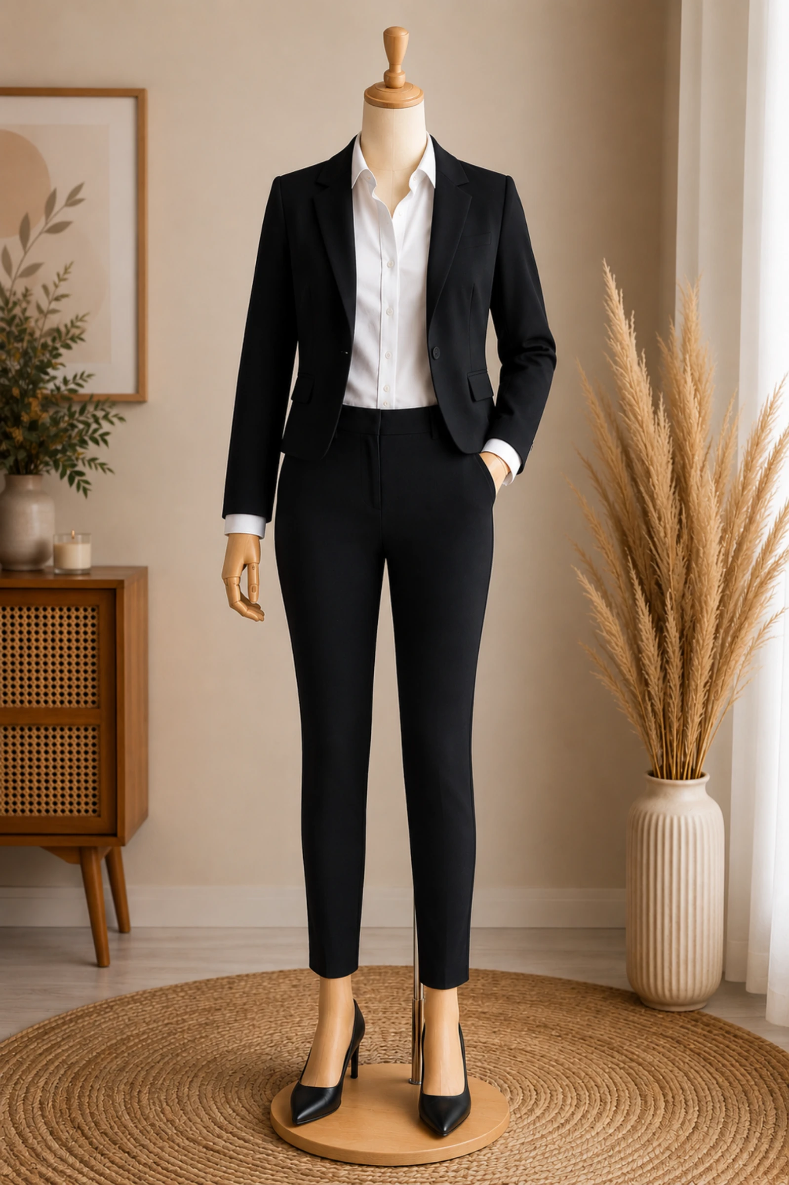 H&M Calça Preta TM/TFr38-Preta-Corte Justo e Cintura Elástica em BE – photo 19